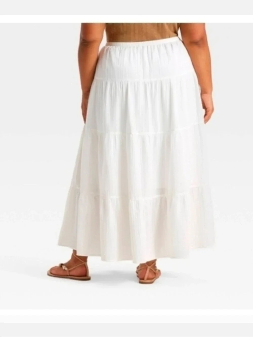 Universal Thread Women's Crinkle Gauze Pull-On Maxi Skirt White Size L